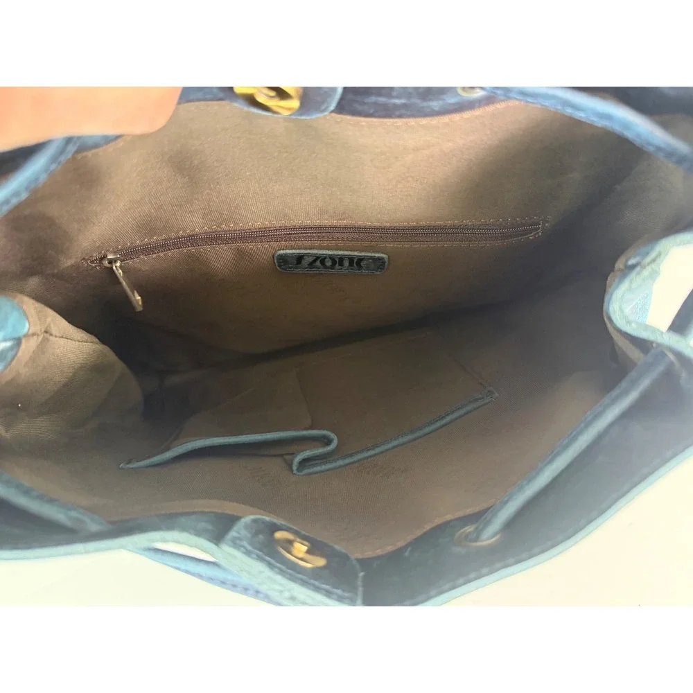 S-Zone Crazy Horse‎ Leather Backpack Dark Blue Travel Bag Purse EUC D10V143C
